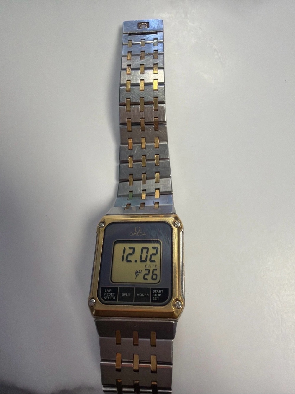 Omega Two-Tone Square Dress Watch in Gold and Silver with yellow  Dial